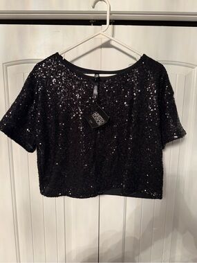Victoria's Secret Black Sequin Crop Top